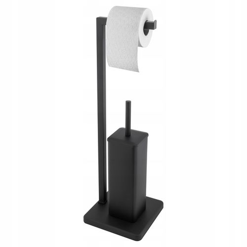 Stojak na Papier Toaletowy Szczotkę WC 2w1 Uchwyt Czarny Mat Łazienkowy na Arena.pl