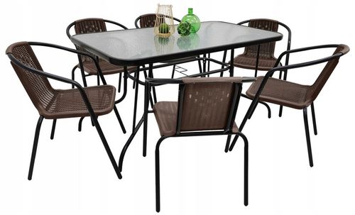 ZESTAW MEBLI OGRODOWYCH NA TARAS STÓŁ 120x70 + 6x KRZESŁA LORETTO BRĄZ MIX na Arena.pl