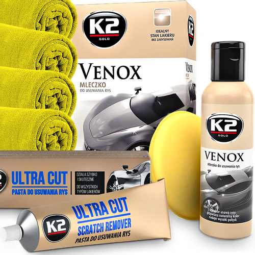 K2 Do Usuwania Rys Na Lakierze Pasta + Mleczko Aplikator + 4x Mikrofibra na Arena.pl