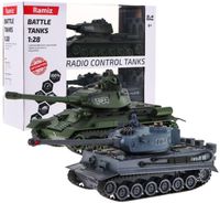 Zdalnie Sterowane 2 Czołgi T-34 Vs Tiger Dla Dzieci 3+ Strzelające Modele