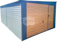 Garaż Blaszany 4x6m Brama Uchylna - Jasny Orzech -Drewnopodobny GP406