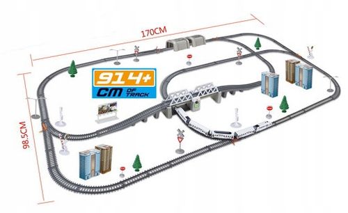 KOLEJKA ELEKTRYCZNA XXL Pociąg na baterie Most Tunele Zestaw TORY 9 metrów na Arena.pl