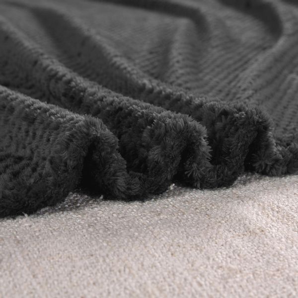 Koc Z Mikrofibry Henry 160X200 - Ciemnoszary zdjęcie 5