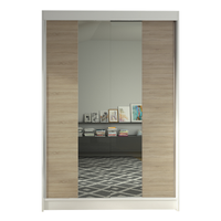 SZAFA PRZESUWNA Lino II z lustrem 120cm garderoba - BIAŁY/SONOMA