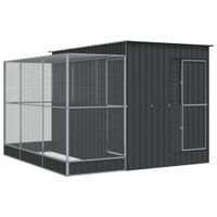 Woliera z przedłużeniem, srebrna, 290x303x216 cm, stalowa