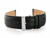 Pasek skórzany do zegarka W26 - PREMIUM - czarny - 22mm + GRAWER