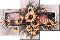 60CM 90 ZEGAR 3 ELEM SŁONECZNIKI PUDROWYM RÓZU ŚCIENNY