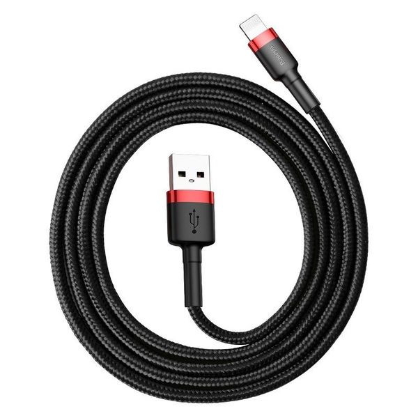 Kabel Lightning USB Baseus Cafule 2,4A 0.5m (czarno-czerwony) zdjęcie 1