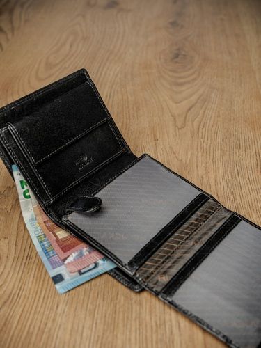 elegancki pionowy portfel męski bez zapięcia ze skóry naturalnej - rovicky na Arena.pl