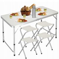 ZESTAW KEMPINGOWY składany TURYSTYCZNY ogrodowy walizka STOLIK + 4 KRZESŁA