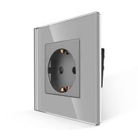 Gniazdko 16A szklane podtynkowe ścienne Szare
