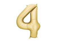Balon foliowy cyfra 4 satynowy złoty, 86 cm