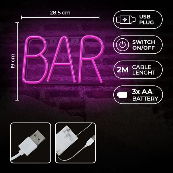 Neon LED BAR róż Bat + USB FLNE24 Forever Light zdjęcie 6