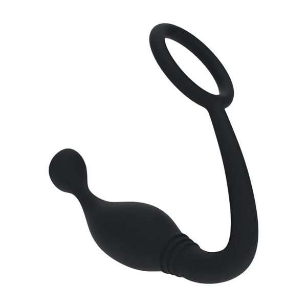 Silicone Cockring With Prostate Stimulator - L - Black zdjęcie 1
