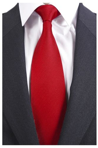 ŻAKARDOWY Gładki Krawat Męski CZERWONY rc208 na Arena.pl