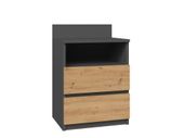 SZAFKA NOCNA MALWA M1 - ANTRACYT / DĄB ARTISAN