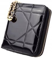 Portfel Skórzany retro portmonetka mały brelok  C23_Czarny