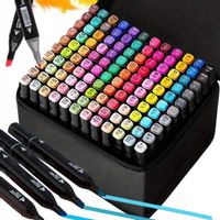 DWUSTRONNE MARKERY ALKOHOLOWE ZESTAW FLAMASTRY 120 SZT PISAKI + TORBA ETUI
