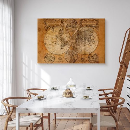 Obraz na Płótnie Stara Mapa Świata Vintage Do Salonu Biura 70cm x 50cm na Arena.pl