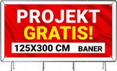SOLIDNY BANER REKLAMOWY plandeka 125X300 cm LAKIER UV PROJEKT GRATIS