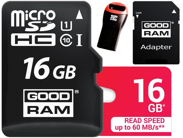GOODRAM KARTA MICRO SD 16GB CL 10 UHS + CZYTNIK MICRO zdjęcie 1
