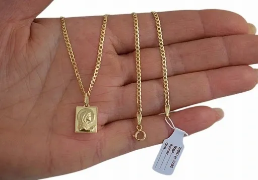 Złoty Łańcuszek Pancerka Pełny z Medalikiem pr 585 Grawer Gratis zdjęcie 11