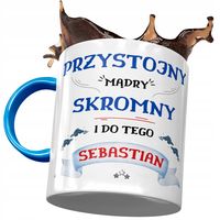 Kubek Błękitny Dla Sebastiana Męża Kolegi Prezent Z Nadrukiem Ze Zdjęciem