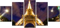 70CM 150CM OBRAZ 5 ELEM NOCNE UJĘCIE WIEŻĄ EIFFLA ŚCIENNY