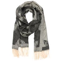 Czarny Bawełniany Duży Szalik Damski Chusta Frędzle Szal St-25