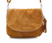 VERA PELLE torebka zamszowa listonoszka chlebak z paskiem V225 camel