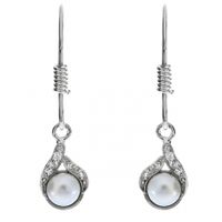 SREBRNE KOLCZYKI Z PERŁAMI HODOWLANYMI I CYRKONIAMI SREBRO PRÓBY 925