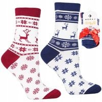 Skarpetki Świąteczne Bawełniane 2-PARY SKARPETY NA PREZENT MORAJ 35-38