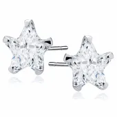 RODOWANE SREBRNE KOLCZYKI WKRĘTKI GWIAZDKI GWIAZDY 7MM BIAŁE CYRKONIE