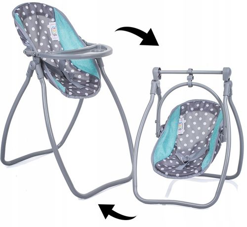 KRZESEŁKO DO KARMIENIA DLA LALEK 3w1 HUŚTAWKA NOSIDŁO na Arena.pl