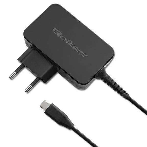 Qoltec Ładowarka GaN POWER PRO 1xUSB-C 30W 5-20V 1.5-3A Czarna zdjęcie 1
