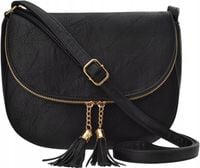 Torebka Damska Torba Na ramię Skórzana Miejska Pojemna Czarna Listonoszka