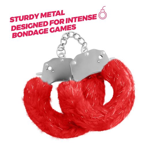 crushious spangle metal cuffs with plush red na Arena.pl