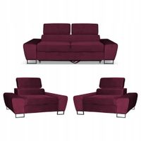 Zestaw mebli wypoczynkowych Bosso Sofa 2os fotele bordowe Family Meble