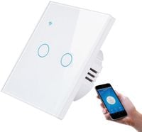 WŁĄCZNIK DOTYKOWY SZKLANY ŚWIATŁA 2 CH WIFI BEZ N LUB Z N TUYA SMART BIAŁY