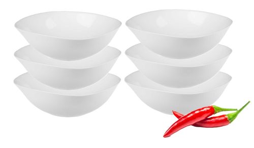 Komplet 6 miseczek 19 cm salaterki białe kwadratowe na zupę sałatki desery na Arena.pl