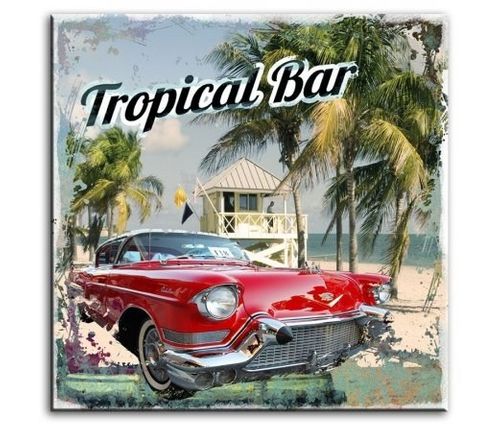 Obraz 80x80cm RETRO SAMOCHÓD grafika na Arena.pl