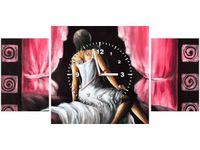 80X40CM ZEGAR PIĘKNA DZIEWCZYNA CZERWIENI OBRAZ