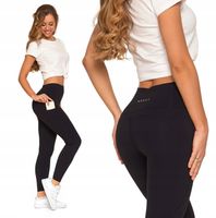 CZARNE DAMSKIE LEGGINSY LYCRA Z WYSOKIM STANEM MODELUJĄCE MORAJ - M