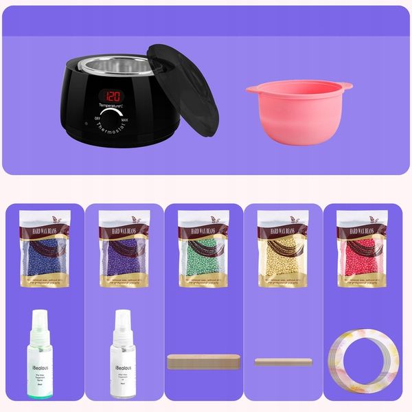 Zestaw do depilacji PODGRZEWACZ 500ml 100W 5x wosk twardy LED wyświetlacz zdjęcie 12