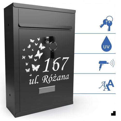 ANTYKOROZYJNA SKRZYNKA NA LISTY Z NUMEREM DOMU | POCZTOWA ADRES |A4 na Arena.pl