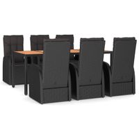 7-cz. zestaw mebli ogrodowych z poduszkami, czarny, polirattan