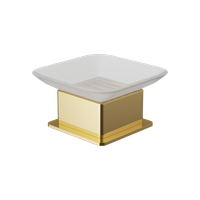 Riko mydelniczka stojąca szklana, złoty połysk