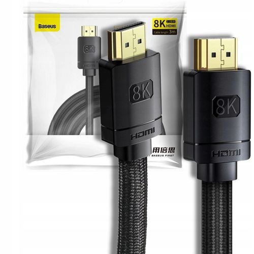 BASEUS KABEL HDMI 2.1 8K 48Gbps 120Hz KABEL DO TELEWIZORA KONSOLI 3m na Arena.pl