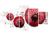 80CM 150CM OBRAZ 5 ELEM CZERWONE DMUCHAWCE ŚCIENNY