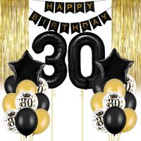 Zestaw balonowy na 30 urodziny, czarno-złoty
